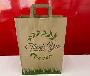 Sac en papier Kraft marron uni pour épicerie, avec poignée plate, Logo imprimé personnalisé, vente en gros - Product Image 5