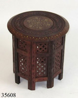 Table d'appoint en bois de manguier sculpté, table ronde en bois, support octogonal, table basse en bois la plus vendue pour la décoration intérieure