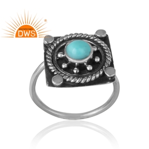 Natural <b>Turquoise</b> Gemstone <b>Ring</b> Jewelry Wholesale Vintage Design 925 Sterling Silver Oxidized <b>Ring</b> Supplier - Product Image 2