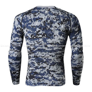 Camiseta de compresión para gimnasio con diseño de hip hop de camuflaje para hombre, ropa de entrenamiento de manga larga de Color sólido, ropa deportiva de algodón tejida, tela de punto - Product Image 6