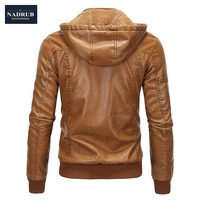 2020 taille européenne hommes en cuir véritable veste à capuche velours chaud Blouson avec fermeture à glissière grande taille vêtements d'hiver
