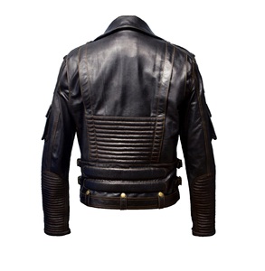 Veste de motard en cuir de mouton à fermeture éclair, unisexe avec motar et Logo personnalisés fabriqué au Pakistan, couleur noire - Product Image 2