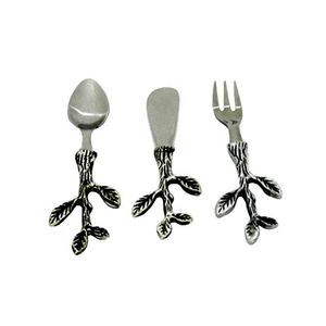 Ensemble cuillère et fourchette en acier inoxydable à manche poli doré fait main avec poignée au design unique de branche couverts de luxe pour la maison - Product Image 3