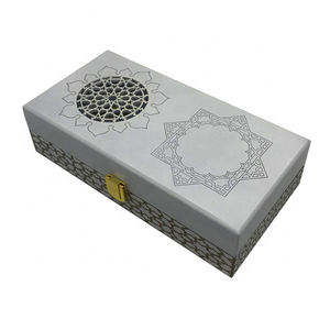 Nouveau produit en gros, encensoir arabe en bois de mangue personnalisé de grande taille, Oud islamique, Ramadan Mubkhar, ensemble d'encensoirs (blanc), Prisma Designs - Product Image 1