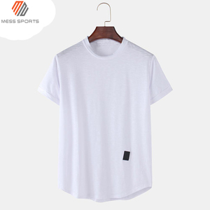 Camiseta Casual de Manga Corta con Cuello Redondo para Hombre, Color Sólido, Tejido de Punto, Corte Regular, Beige - Product Image 6