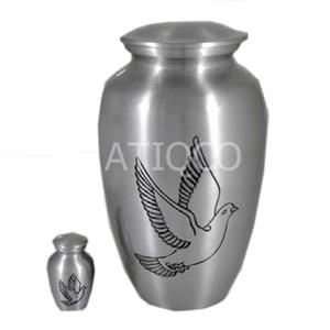 Urne funéraire de crémation en métal en aluminium massif Pot argenté en métal imprimé d'oiseau Pot en fer de conception moderne Pot en métal élégant Meilleure vente - Product Image 1