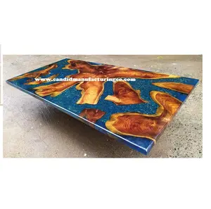 Mesa de jantar de epóxi de luxo, mesa de resina epóxi artesanal de luxo, madeira e resina, fabricante direto de personalização, também disponível