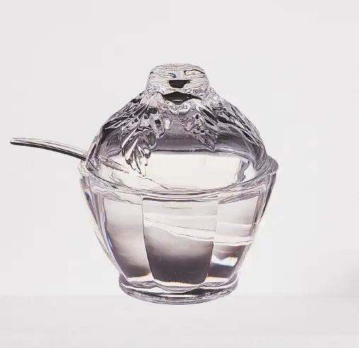 Pote de vidro acrílico, pote de vidro acrílico para mel de açúcar com tampa, recipiente de armazenamento de cristal de luxo
