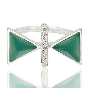 Designer Solid 925 Silver Women's <b>Ring</b> Wholesale Fine Jewelry Pyramid Triangle Green <b>Onyx</b> Gemstone Cut <b>Ring</b> Jewelry - Product Image 2