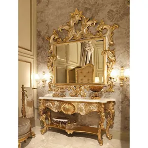 Европейская роскошная консольная настольная Золотая отделка, изготовлена из массива дерева, Высококачественная мебель, оптовая продажа