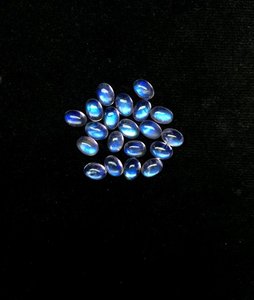 Piedra de piedra lunar arcoíris Natural de 3mm y 4mm, cabujón calibrado suelto ovalado liso, piedras semipreciosas para fabricación de joyas hechas a mano - Product Image 1