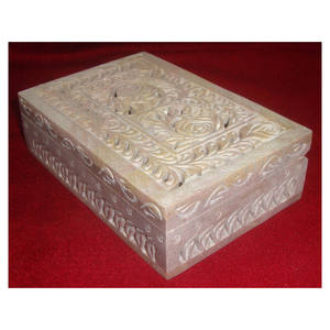 Large Manufacturer Natural Color Soapstone Hand Carved Jewelry Box - Product Image 1