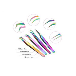 Rainbow Stainless Steel Anti-Static 10mm Eyelash Tweezers Set with Precision Smooth Tip for <b>Lash</b> Extension Tools - Product Image 3