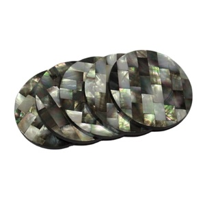 High Quality Mother of Pearl Round coaster With Set of 4 Coasters and Glass <b>Cups</b> <b>Mats</b> & Pads and Natural Color - Product Image 1