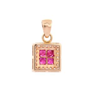 จี้เพชรสีโรสโกลด์14K ทรงสี่เหลี่ยมพลอยทับทิมมีค่าแบบคลาสสิกเครื่องประดับสำหรับงานหมั้นงานแต่งงาน - Product Image 4