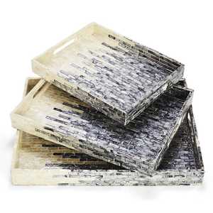 ¡2021 caliente! Bandejas de mimbre hechas a mano con perlas, bandejas de mimbre para servir - Product Image 4