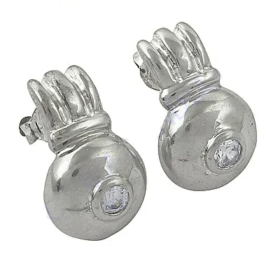 Value For Money India Touch CZ 925 Solid Sterling Silver White CZ Classic Sporty Trendy Bezel Setting Earring Jewellery