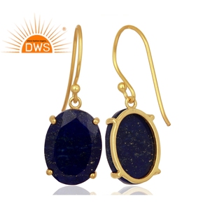 Natural Lapis Gemstone Oval Drop <b>Earring</b> <b>Solid</b> 925 Sterling <b>Silver</b> Woman's Jewelry Manufacturer - Product Image 3
