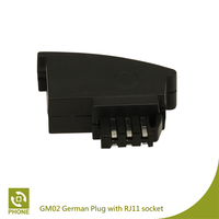 Connecteur allemand RJ11 6P2C en ABS noir, certifié RoHS, modèle de conversion de données GM02 pour équipement de télécommunication