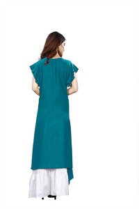 Plus belle et fantaisie Kurti dames coton rayonne femmes dernière conception de mode prêt à porter bas prix avec Palazzo robe en gros ethnique - Product Image 3
