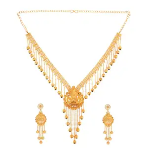 Indian Style Bollywood Fashion Gold pLATED Wedding Bridal Pendant Locket Tassel Choker Collar Necklace Earrings Jewelry Set