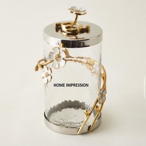 Couvercle de papillon en métal doré, boîte de fantaisie en verre crantée - Product Image 2