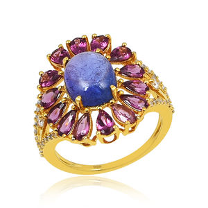 เครื่องประดับควอตซ์อเมทิสต์หลากเม็ดอัญมณีสีเงินสเตอร์ลิง925ใหม่สุดหรูของขวัญสำหรับผู้หญิงประดับเพชรชุบทอง - Product Image 1