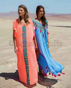 Vestido de lujo LARGO DE caftán bordado para mujer, ropa Sexy Bohemia Floral para playa - Product Image 1