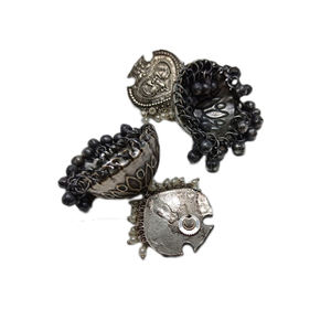 Boucles d'oreilles en forme de cercle, pour femme et fille, 1 pièce, style indien artisanal, en laiton et argent - Product Image 2