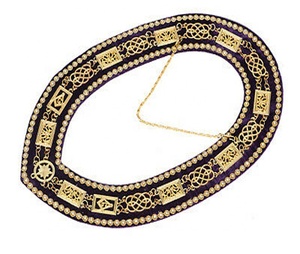 Tablier maçonnique grand passé maître 100% peau d'agneau avec chaîne collier poignets maçonnique brodé à la main tablier en fil de métal doré - Product Image 5