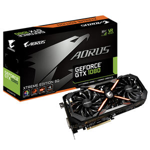 Carte graphique <span class=keywords><strong>GIGABYTE</strong></span> AORUS GeForce <span class=keywords><strong>GTX</strong></span> <span class=keywords><strong>1080</strong></span> Xtreme Edition 8G d'occasion avec 8 Go de mémoire GDDR5X 256 bits - Product Image 1