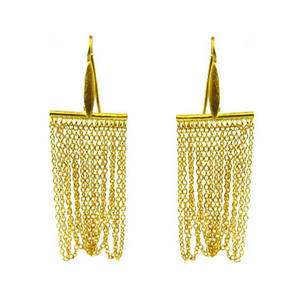 Pendientes largos de Plata de Ley 925 para mujer, cadena única oxidada chapada en oro puro a la moda, regalo de boda - Product Image 2