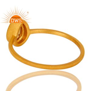 Bague en pierre de citrine naturelle pour femmes, anneau 925 en forme de poire, argent Sterling plaqué or, à la mode, vente en gros - Product Image 3