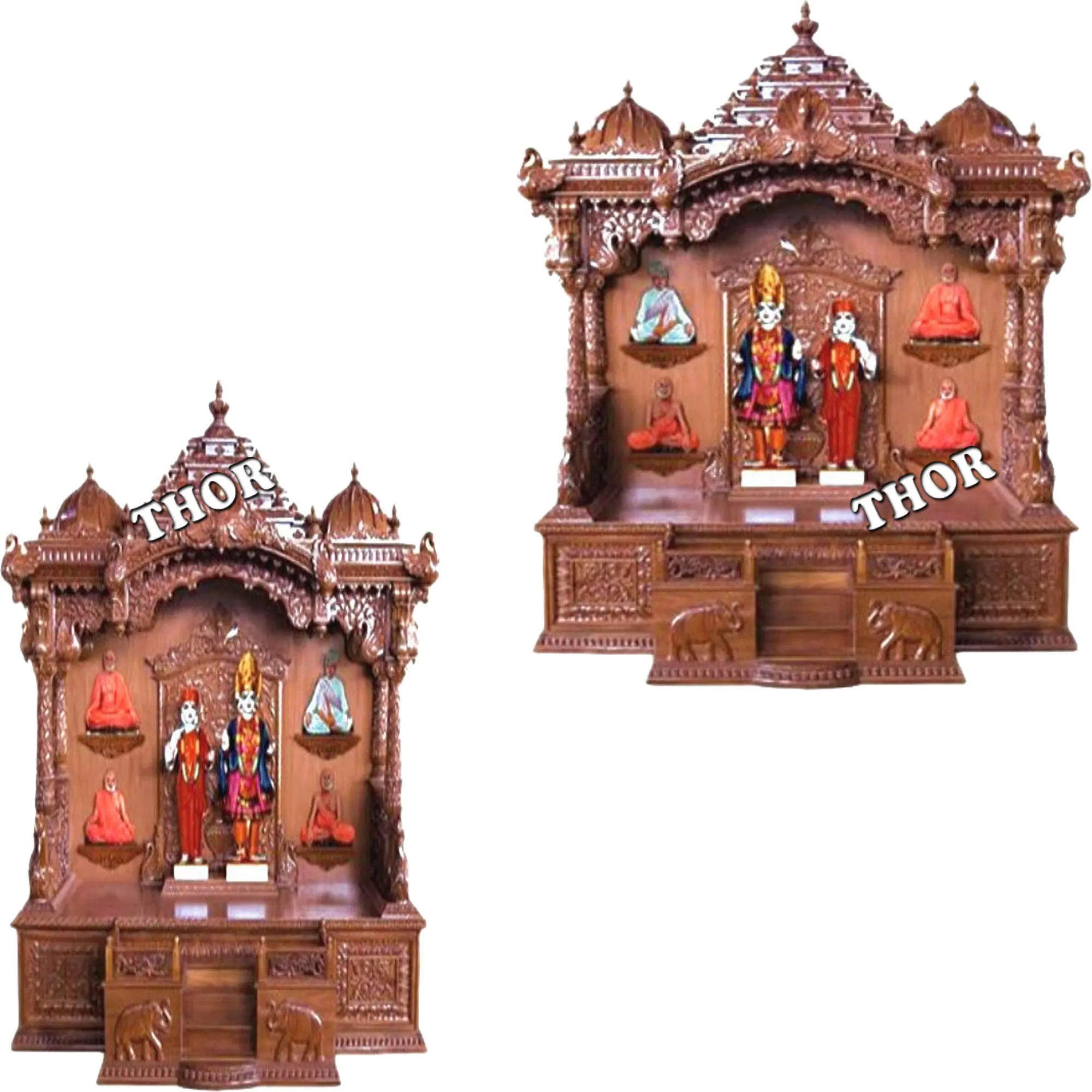 Handgemaakte Houten Tempel/Mandir/Pooja Ghar/Mandapam Designer Bruin Gepolijst Mandir Slaapkamer & Home Decor