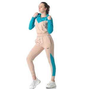 Wholesale Women Latest Design Solid Color Block Guaranteed Fabric Long Sleeve Zipper Hoodie With <b>Matching</b> <b>Joggers</b> Trousers - Product Image 4
