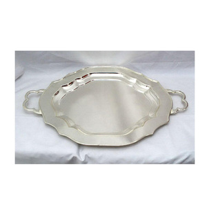 <b>Silver</b> Indian Wedding Tabletop Salad Decoration Serving Tray for Decor Display Made India - Product Image 1