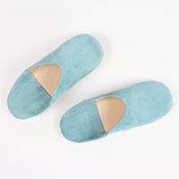 Babouches marocaines faites à la main pour femmes, en cuir véritable turquoise, luxe PALEO CHIC, légères, chaudes, anti-odeur, absorbant la transpiration, pour l'intérieur