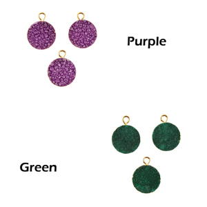 Trouver connecteur forme ronde naturel violet sucre druzy simple caution connecteur 18k plaqué or breloques faisant des connecteurs pendentif - Product Image 5