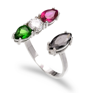 Colorful Stone Adjustable <b>Ring</b> Wedding Adjustable <b>Ring</b> Wholesale 925 Silver Sterling Jewelry - Product Image 1