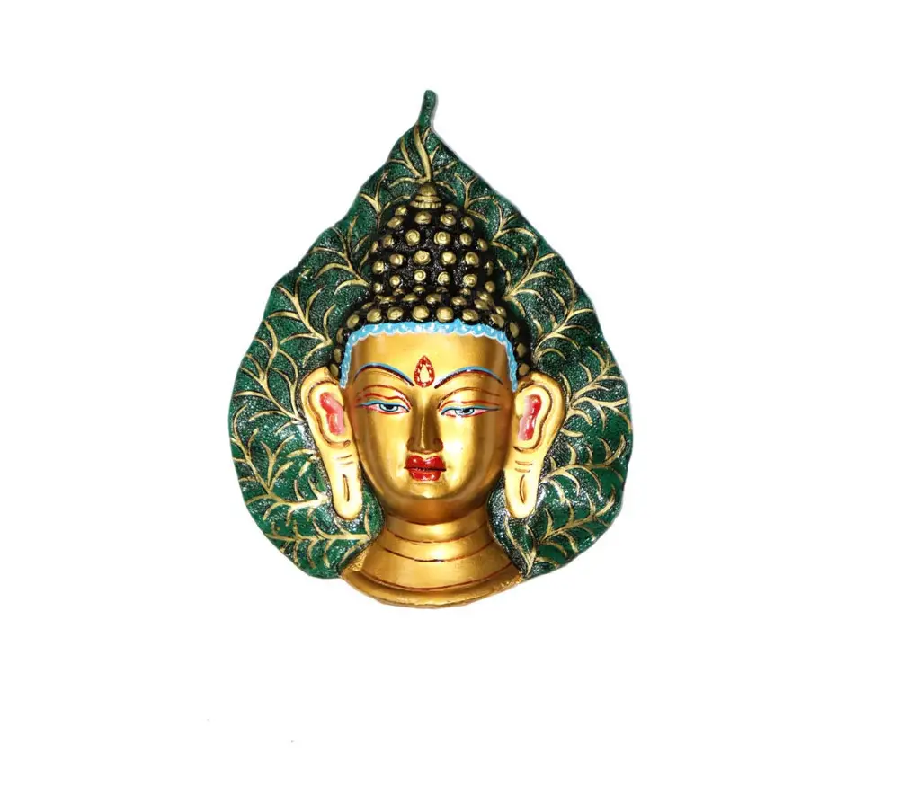 Gott Figur Wand Buddha Kopf Gesicht Metall dekorative hängende Messing Wand Buddha für Wohnzimmer