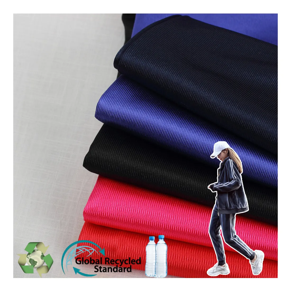 Recycling Stoff Weiß Sublimation Bedruckte Sportswear Stoff Repreve Polyester