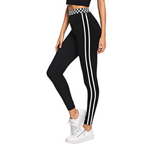 Legging de pantalon slim extensible pour femmes, 92% Polyester 8% Spandex, rayé, Logo personnalisé, de haute qualité, vente en gros - Product Image 1