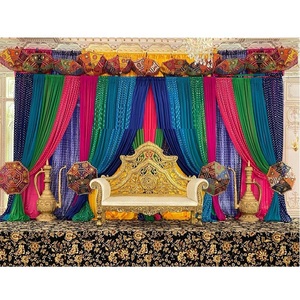 Rideaux de scène Mehndi colorés, arc-en-ciel, pour mariage indien, pailleté de mariage, nouvelle collection - Product Image 1