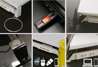 Organisateur de bureau en bois Global Orbit, support de clavier, hubs USB, support de moniteur d'ordinateur de 22 pouces avec cadre métallique, étanche