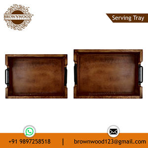 ชุดถาดไม้มะม่วงพร้อมหูจับชุดถาดเสิร์ฟไม้ดีไซน์แบบหรูหราส่งออกโดยผู้ผลิตอินเดีย - Product Image 2
