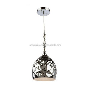 Pendant Hanging Lamp Silver Pendant Shade Metal Aluminium Wedding <b>Decoration</b> Hammered Design - Product Image 5
