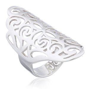 รูปไข่สูงขัด Openwork เงิน925แหวน - Product Image 1