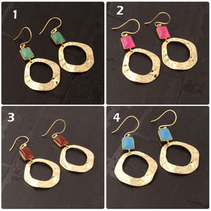 Bijoux de mode fins, boucles d'oreilles en cornaline naturelle avec breloque martelée, pendants suspendus, plaqué or, crochet goutte, bijoux - Product Image 2