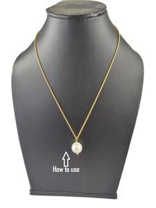 Breloques en perle blanche naturelle Pendant-10mm ronde bijoux de fête en fil plaqué or 14 carats - Product Image 3