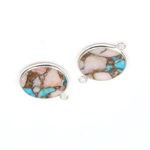 Coin Pink <b>Opal</b> Copper Turquoise 12mm Composite Gemstone Bezel Silver <b>Gold</b> Trendy Charms Connector Pendant Necklace <b>Bracelet</b> - Product Image 4